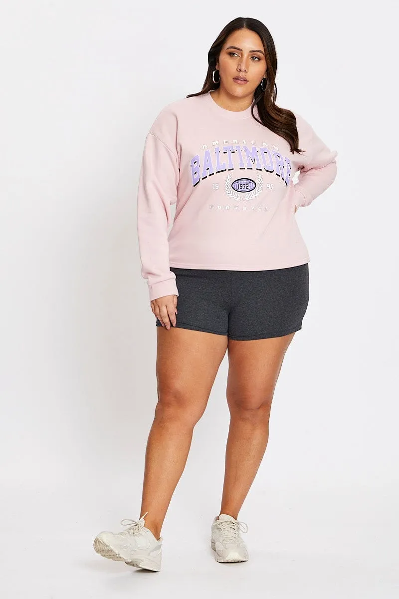 product twill durability Pink Long Sleeve Baltimore Sweatshirt Top