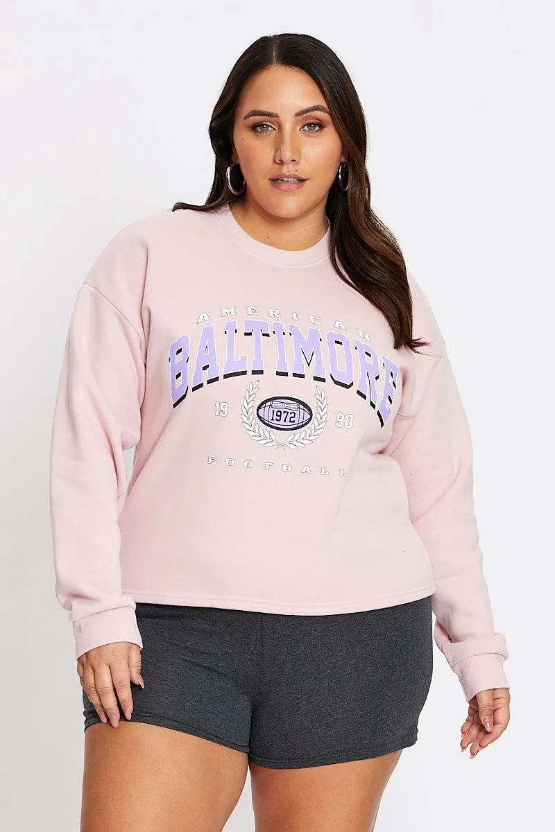 Pink Long Sleeve Baltimore Sweatshirt Top Comfortable product ethical sourcing