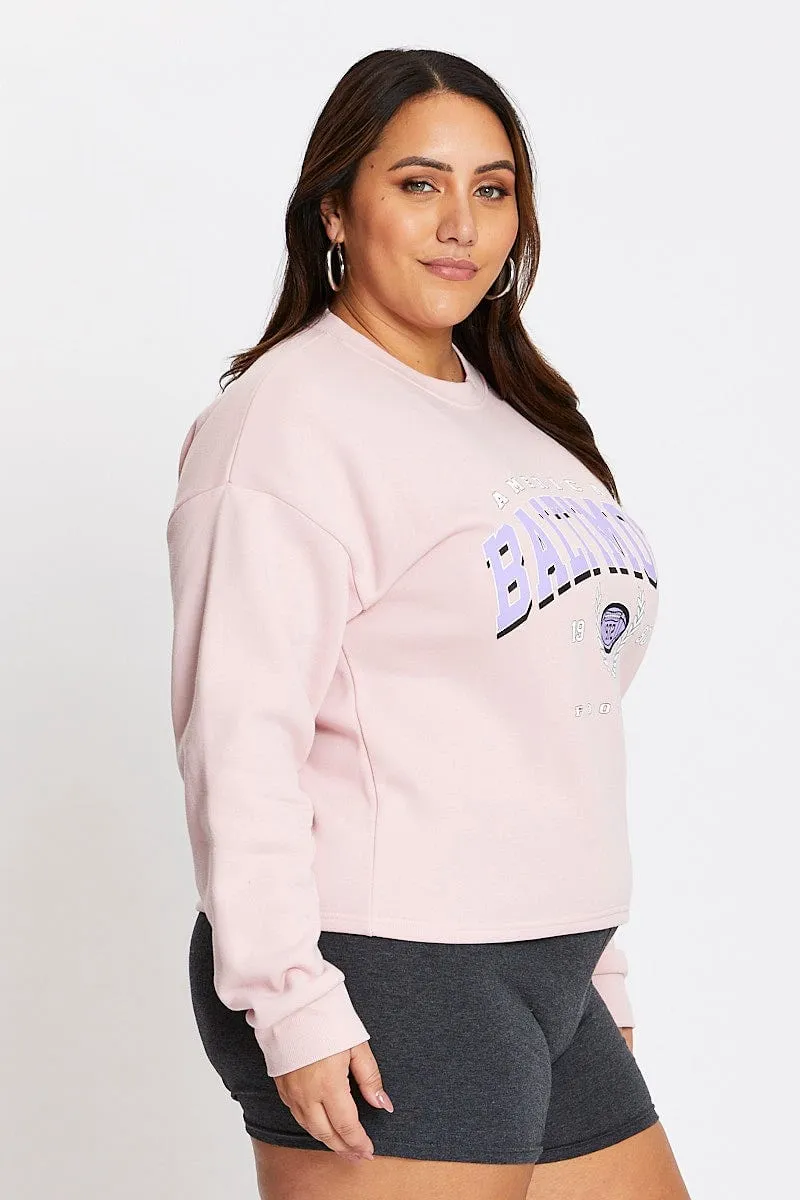 goes with skirts Street Chic Pink Long Sleeve Baltimore Sweatshirt Top