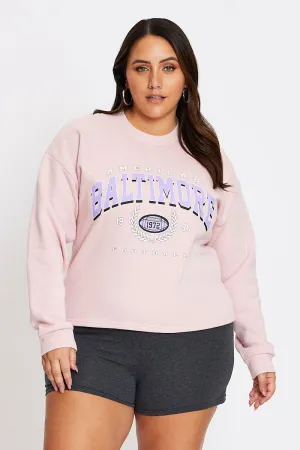 Pink Long Sleeve Baltimore Sweatshirt Top Comfortable product ethical sourcing