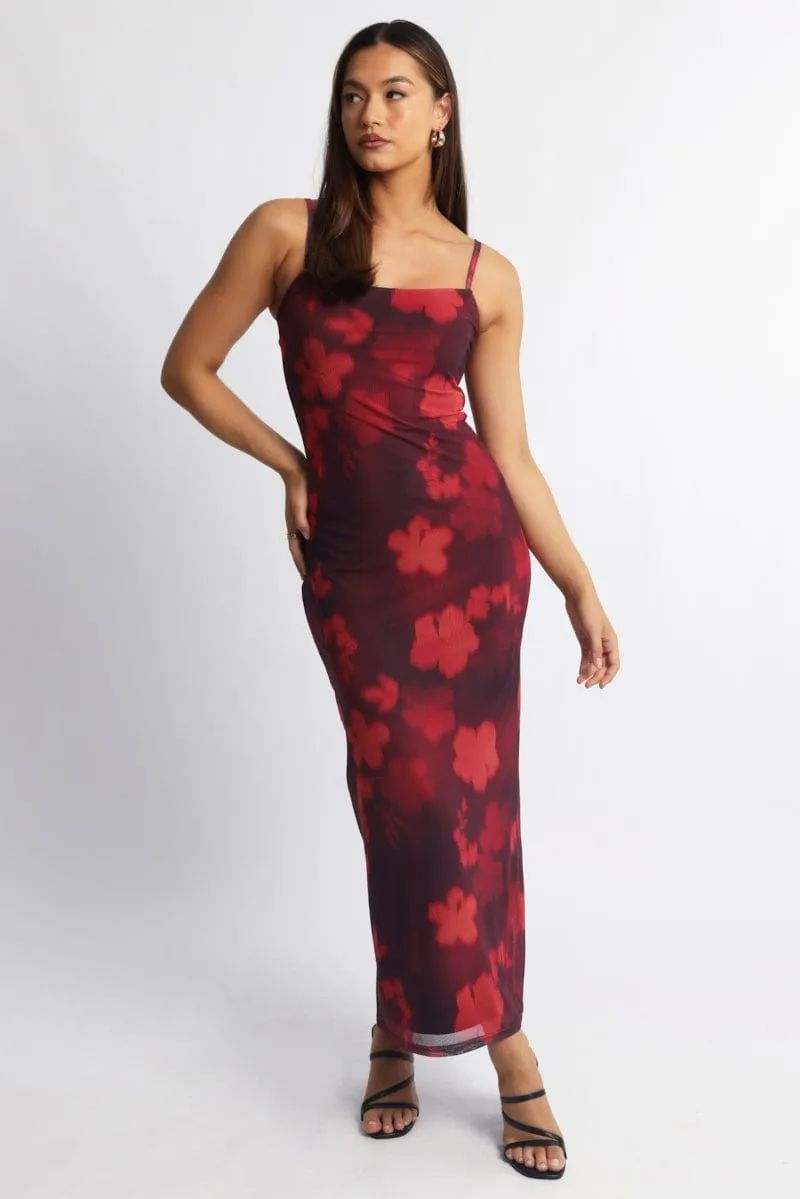 Red Floral Bodycon Dress Maxi Mesh With its timeless design this dress is perfect for both casual and formal wear