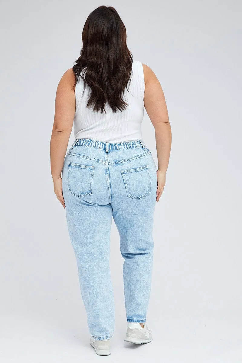 Modern Wear Balanced Style Denim Mom Jeans High Rise