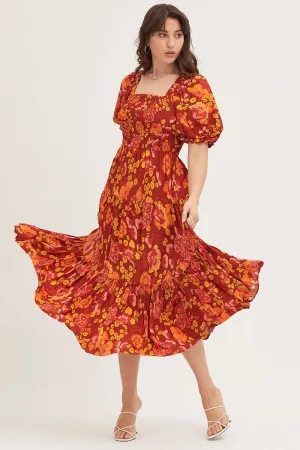 With its graceful design this dress creates a polished look for any occasion garden party Print Maxi Dress Short Sleeve