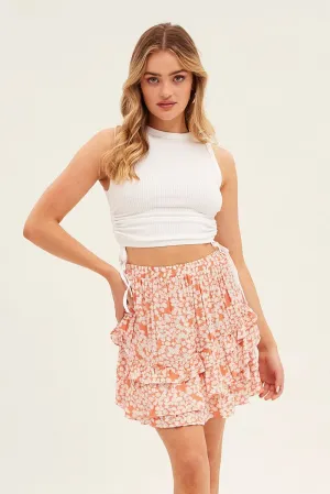 White Ruched Tank Top Crew Neck Seamless World Glow Shoot Mood