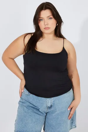 Black Singlet Top Scoop Neck Supersoft Free Fit Smooth Line