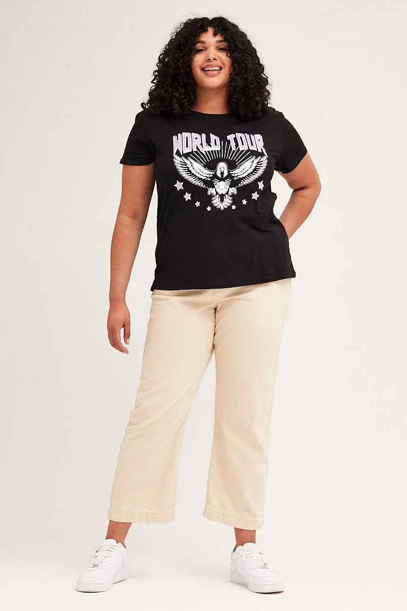 Comfort and Breathable Comfy Layer Black Short Sleeve Graphic T-shirt