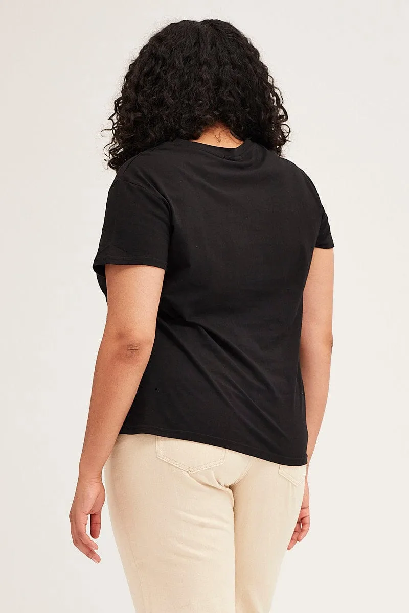 Multi Purpose Wear yoga clothing Black Short Sleeve Graphic T-shirt
