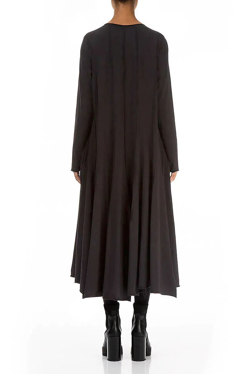 AntibacterialMaterial Diamond Soul Flared Maxi Black Cotton Dress