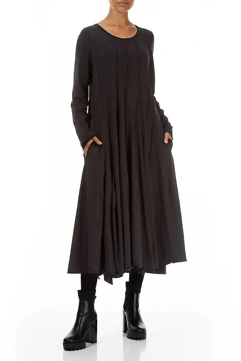 Flared Maxi Black Cotton Dress Weekend Look