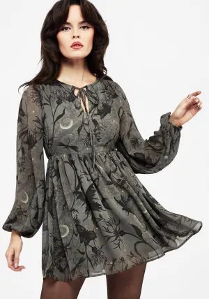 Double Layered Hem Light Soft Gloriana Floral Print Chiffon Mini Dress