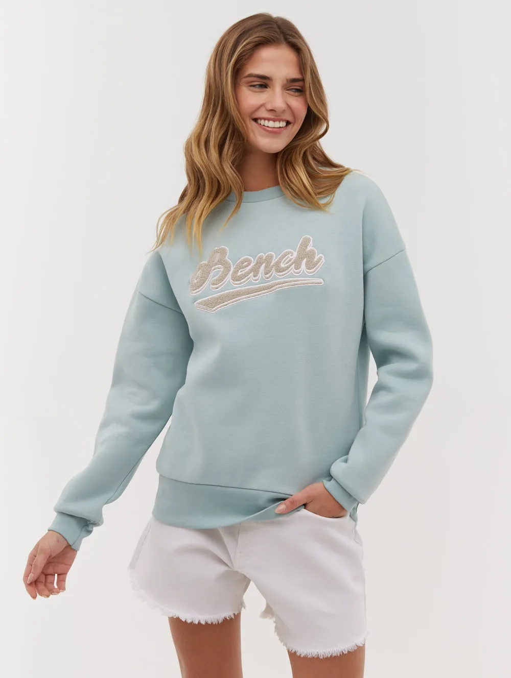 Layered Paneling Steffi Retro Logo Crew Neck Sweatshirt