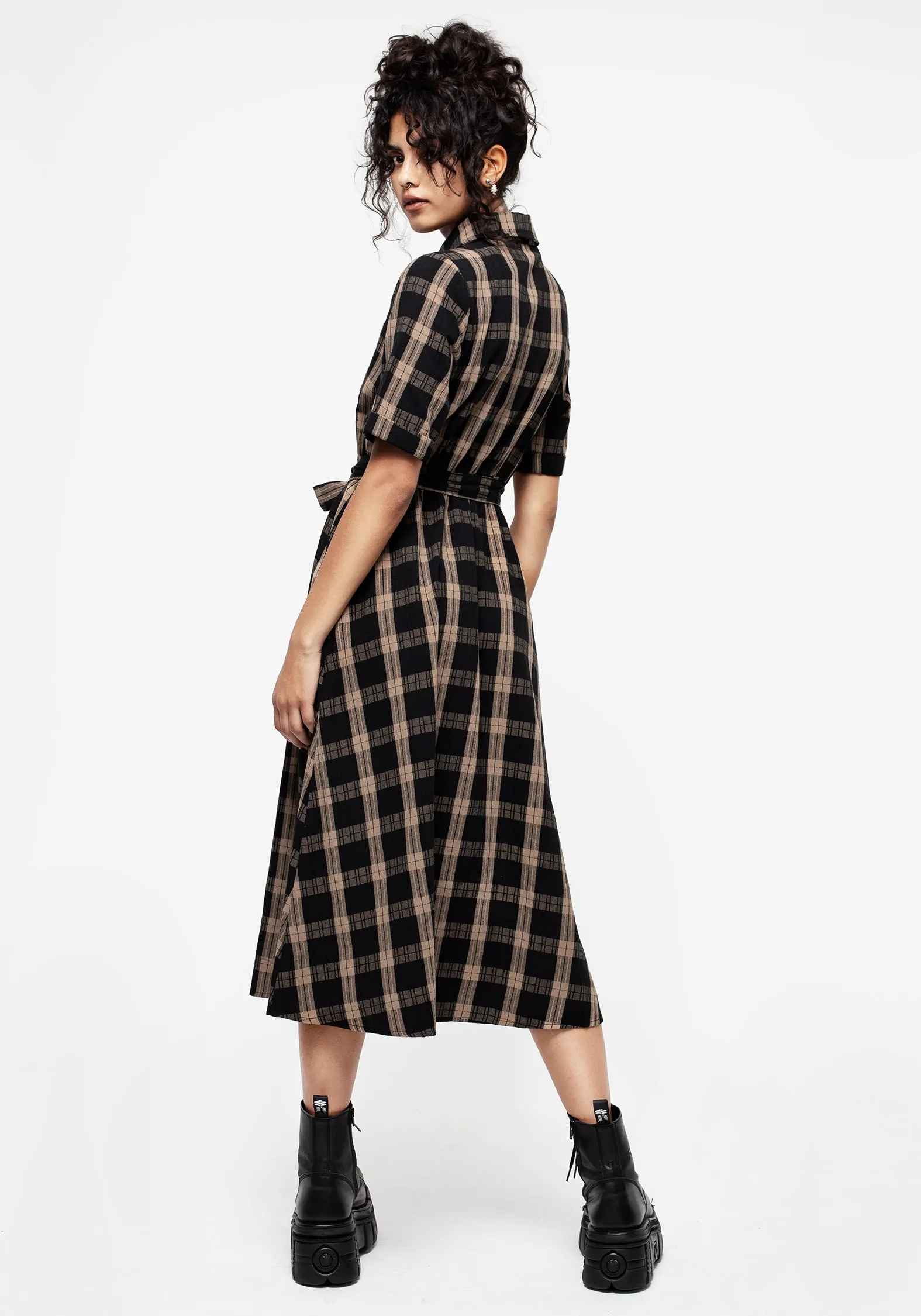 Rogue Check Cotton Midi Shirt Dress Modern Comfort Modern feminine style