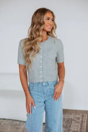 Denise Cardigan Top - Heather Grey Light Knit