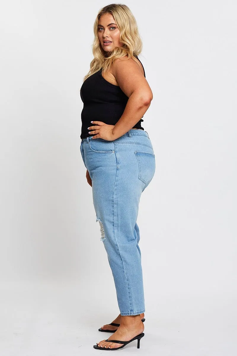 Minimal Aesthetic Neutral Casual Streetwear Fan Blue High Rise Straight Denim Jeans