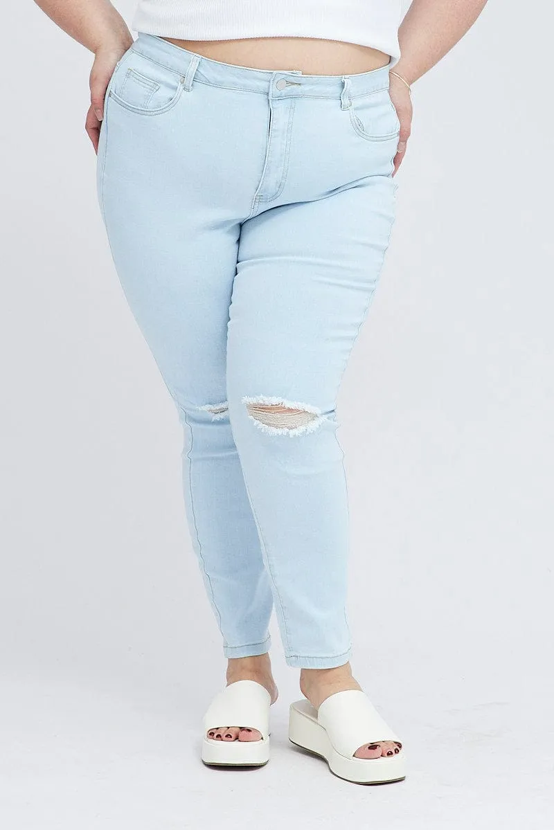 Modern Textured Denim Skinny Jeans High Rise