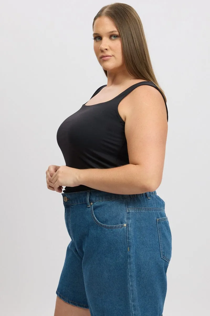 Everyday Look Black Tank Top Sleeveless Supersoft
