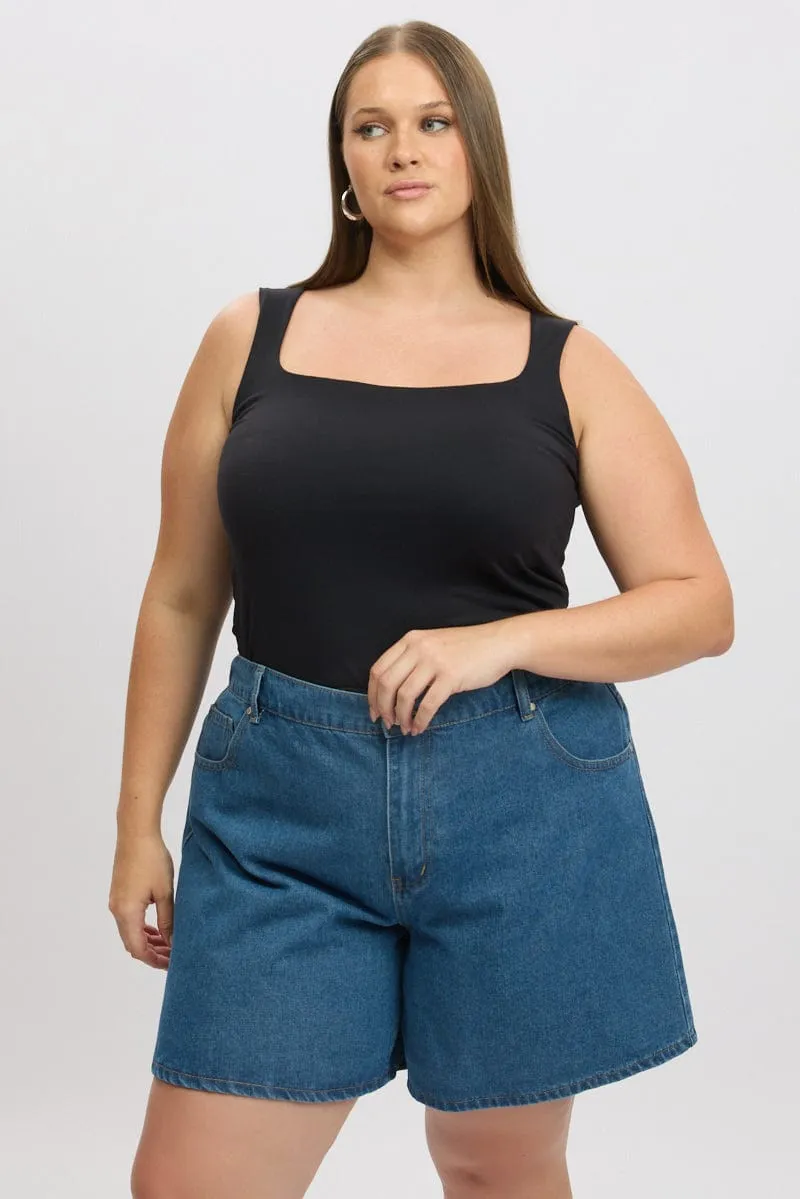 Breathable mesh lining Black Tank Top Sleeveless Supersoft