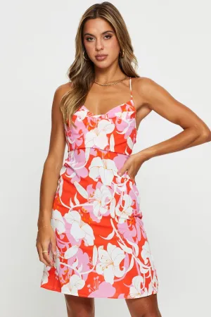 Print A Line Dress Mini Pop Light