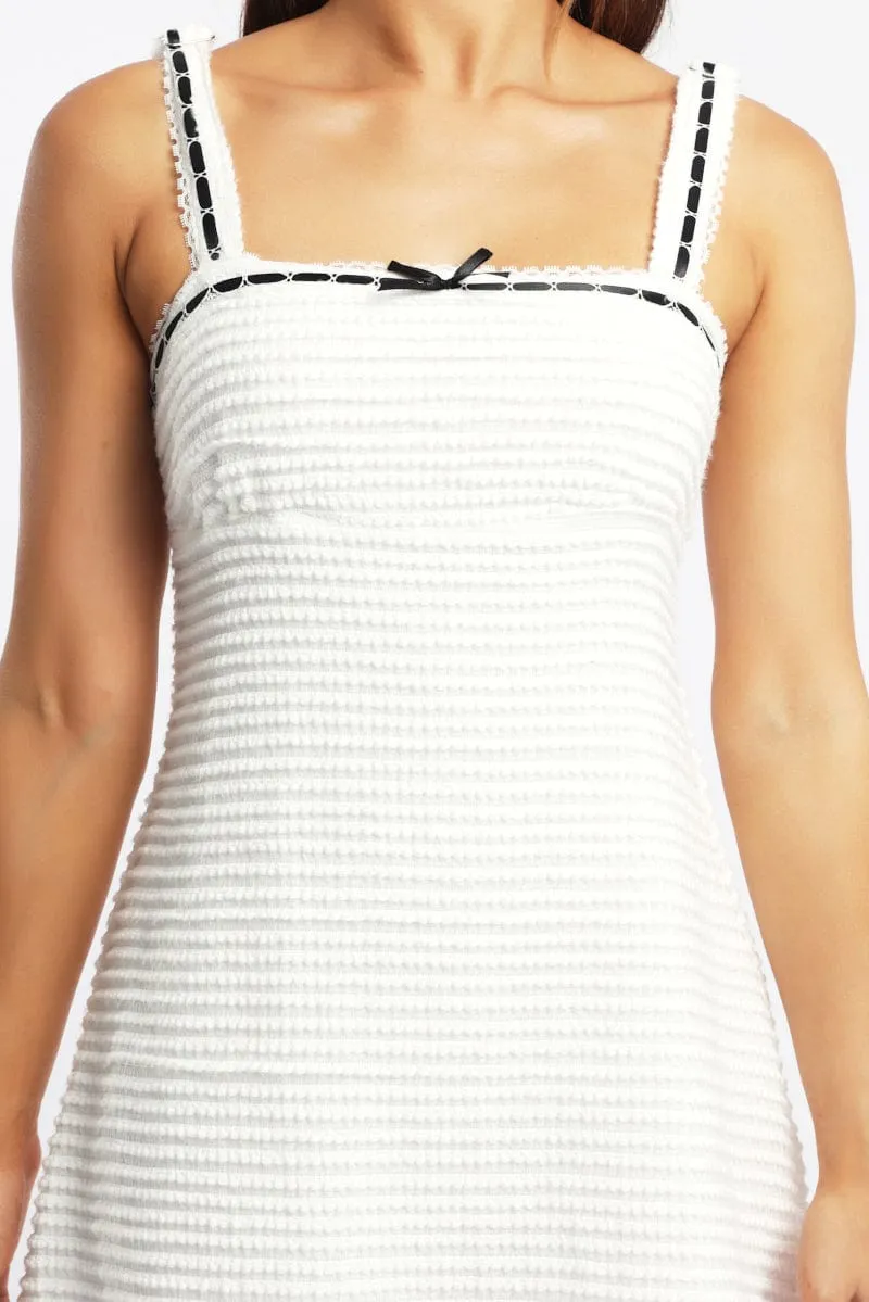 White Mini Dress Lace Trim Sleeveless Fresh Vibe