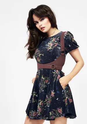 Youthful Vibe Urban Light Cleome Floral Spiderweb Velour Mini Dress