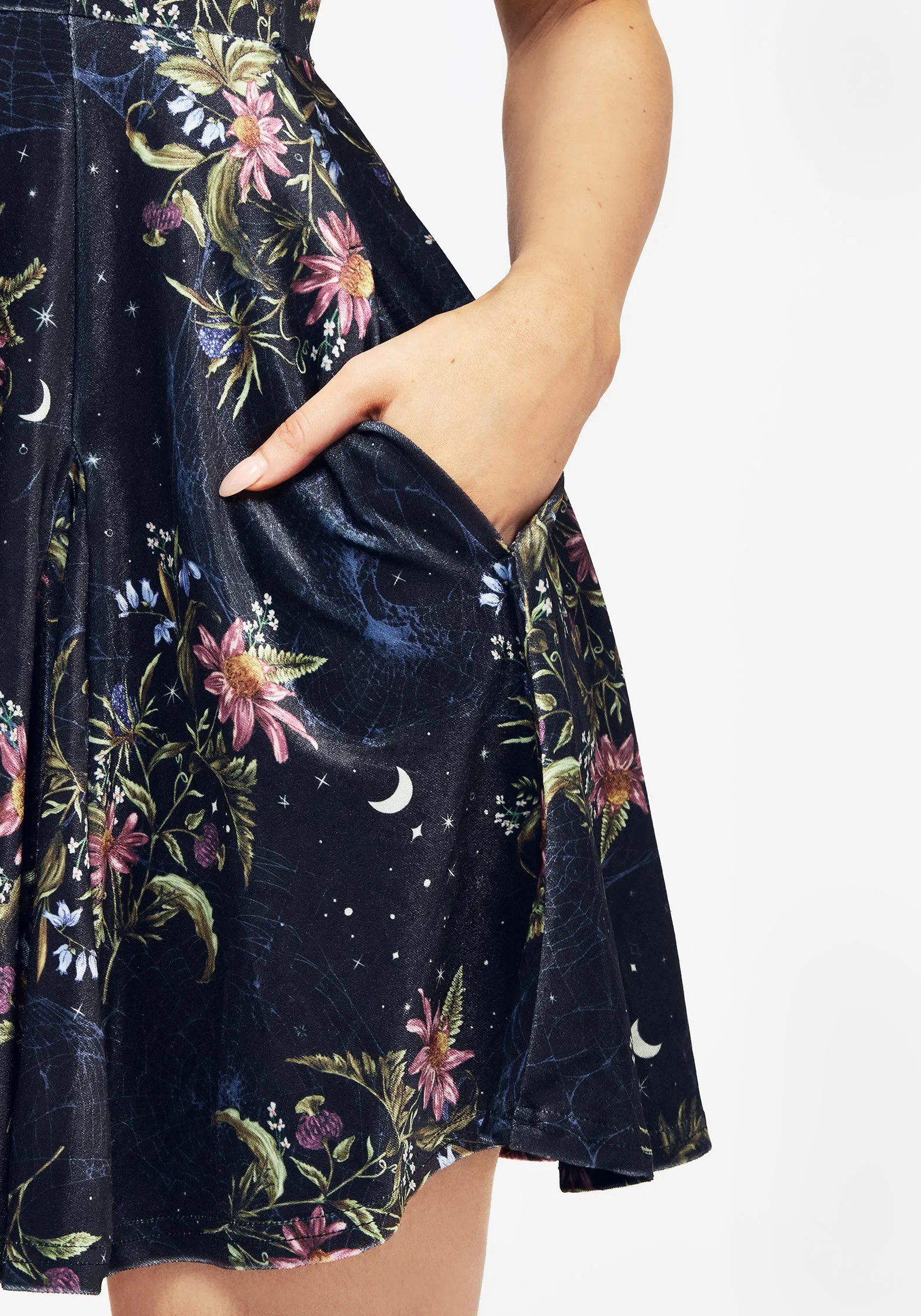 Cut Edge Day-to-evening versatile mini Cleome Floral Spiderweb Velour Mini Dress