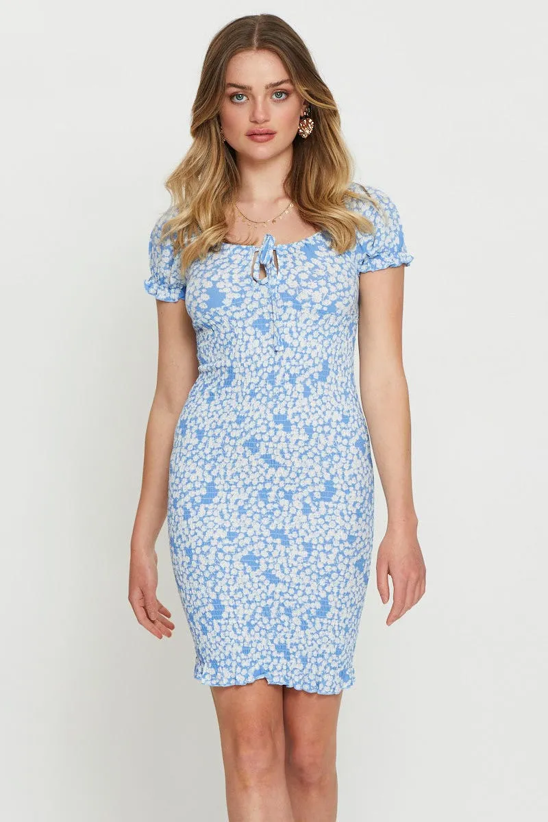 Print Bodycon Dress Mini Casual Style Soft fabric mini