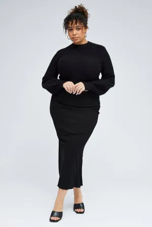 Black Maxi Skirt Asymmetrical Rib Performance Outfit Artistic Influence