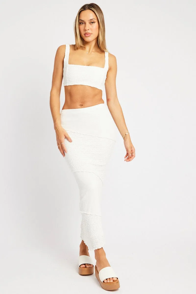 Mood Outfit Stylish Finish White Midi Skirt Texture