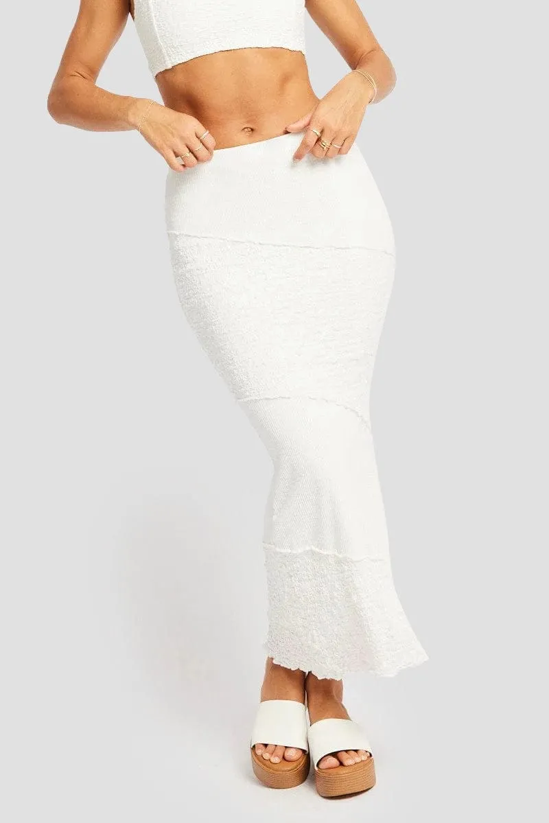 White Midi Skirt Texture Vibrant Touch