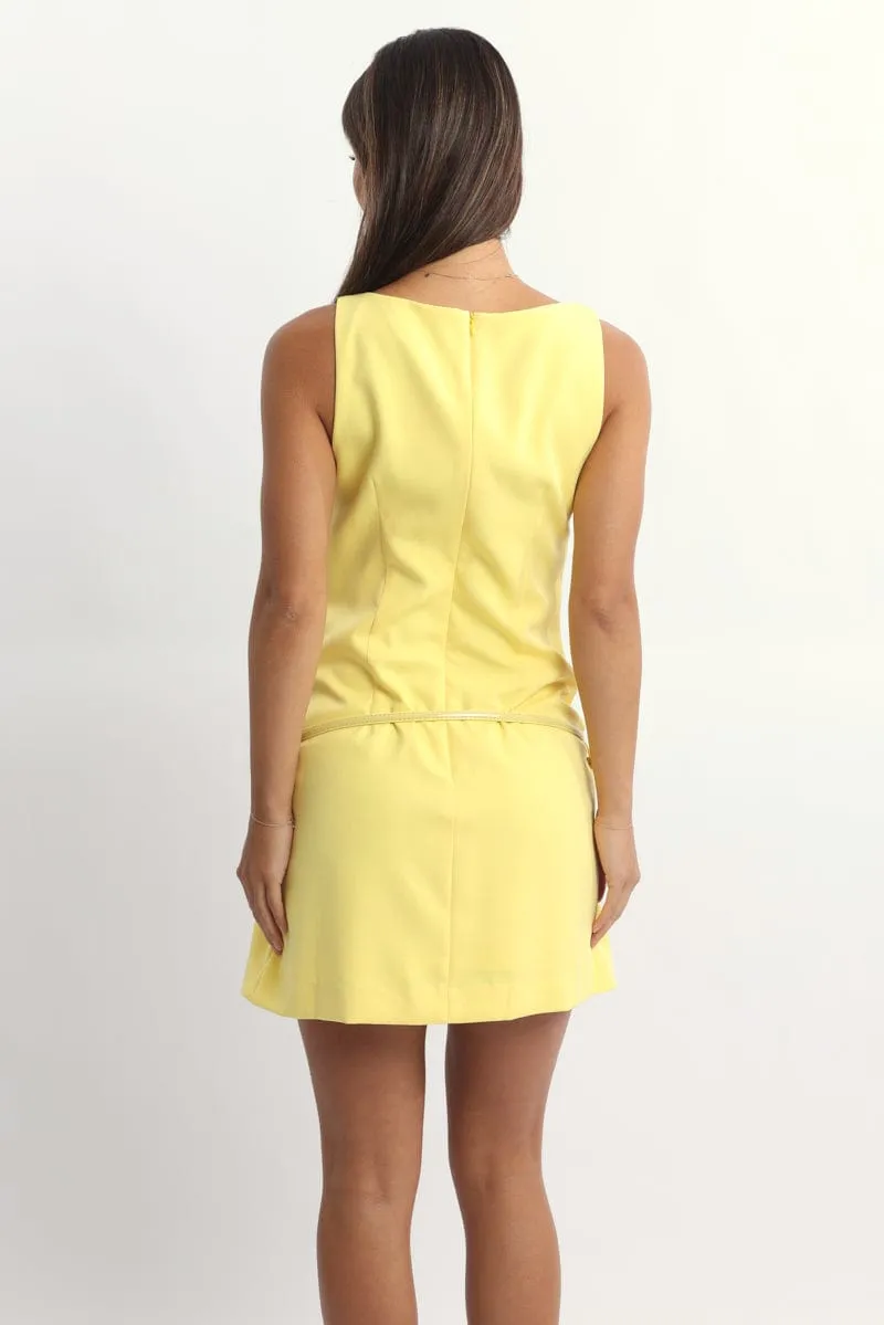 Pop Beat Yellow Bodycon Dress Mini
