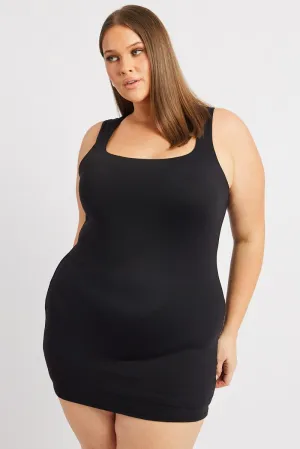 Black Mini Dress Scoop Neck Supersoft Show Glow
