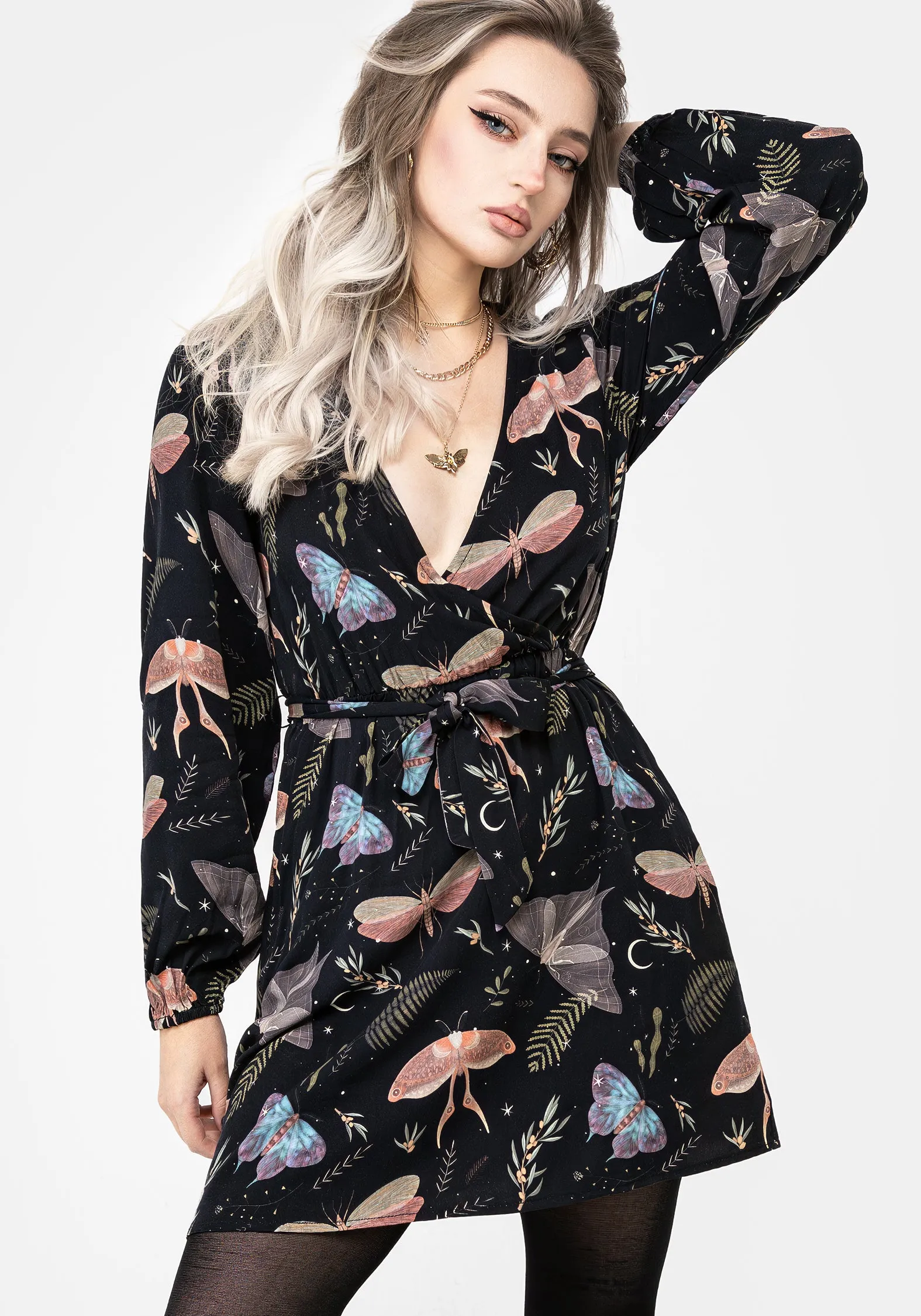 Nightmoth Mini Wrap Dress Chic dress for outings