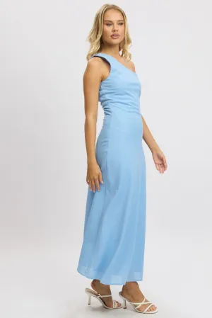 Blue One Shoulder Maxi Dress Italian Ease