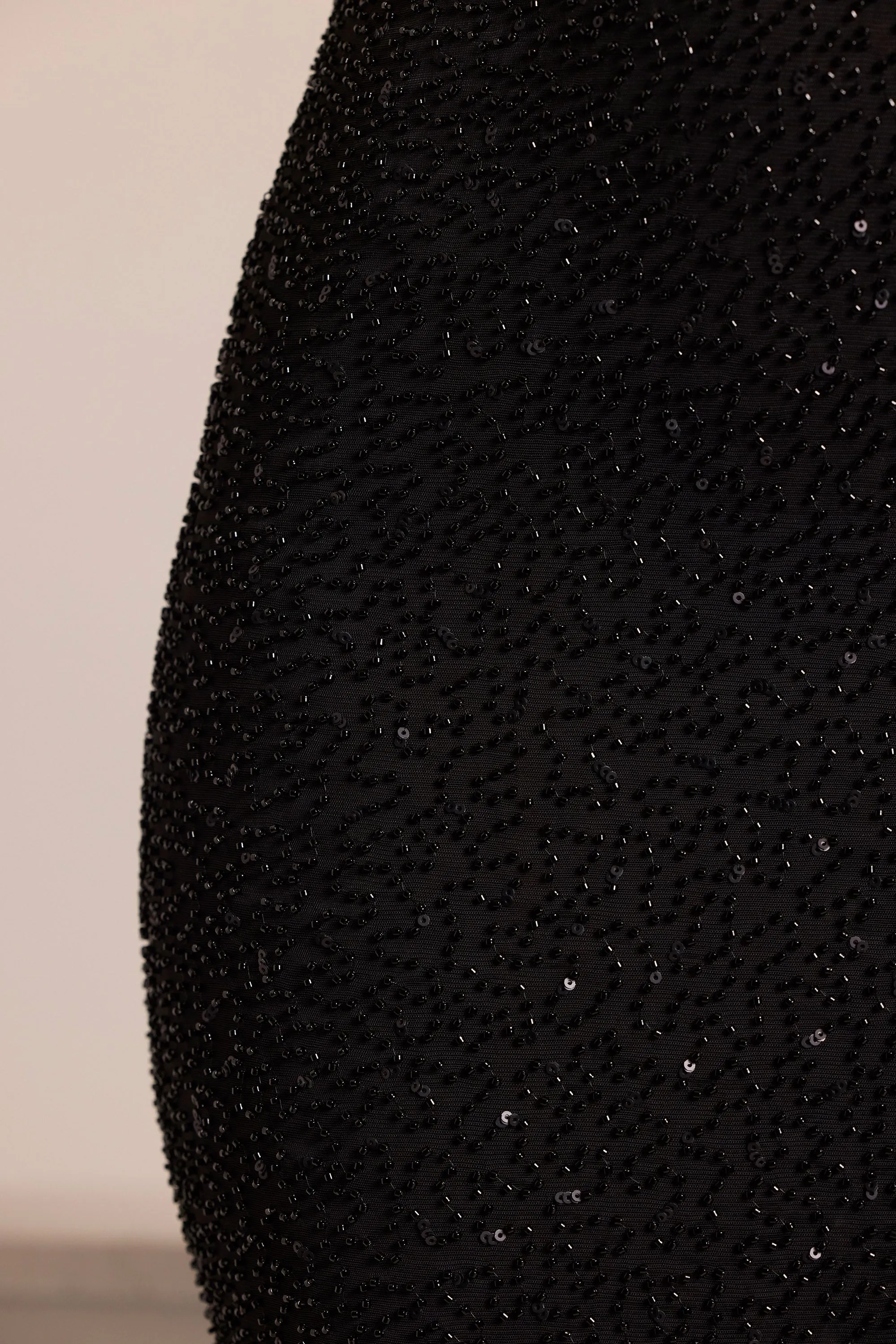Life Soft Embellished Cowl Neck Maxi Dress in Black