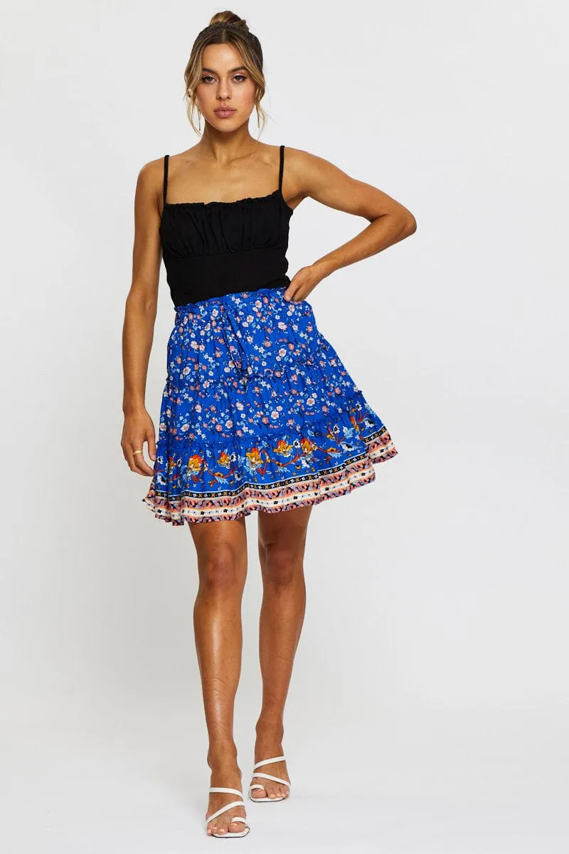 Chill Tones Quick Dry Technology Boho Print Skater Mini Skirt