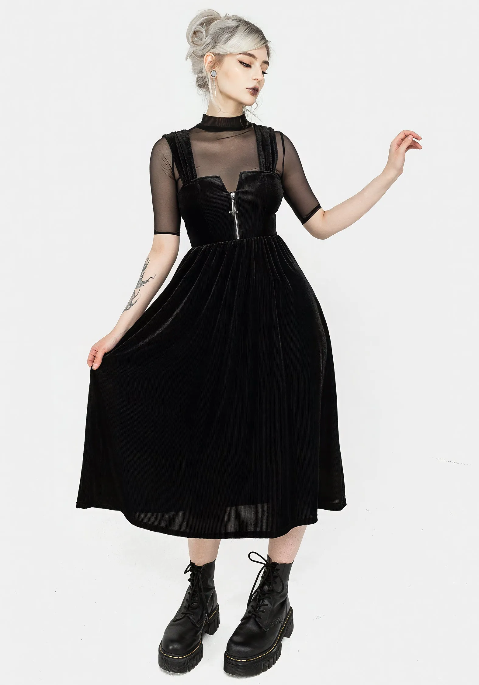 Blue Hour Heartless Zip Front Midi Dress
