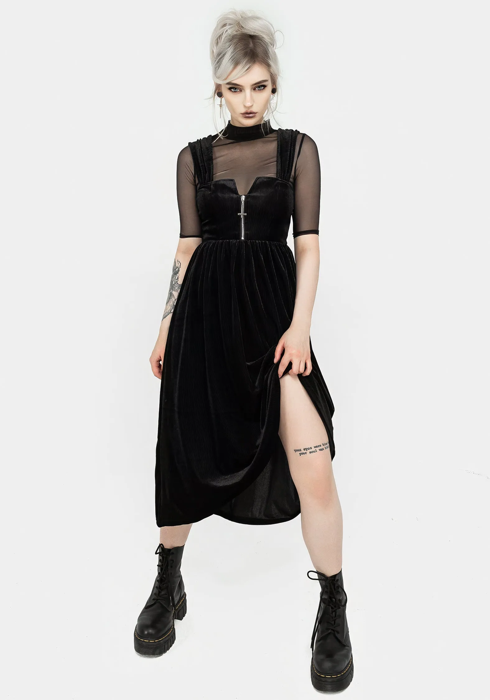 Heartless Zip Front Midi Dress Flattering Fit Opal Glow