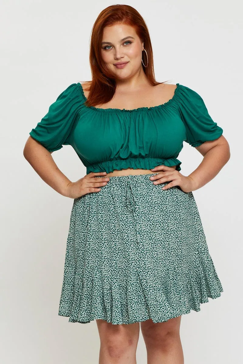 Modern Chic Animal Print Mini Skater Skirt Ruffle Hem