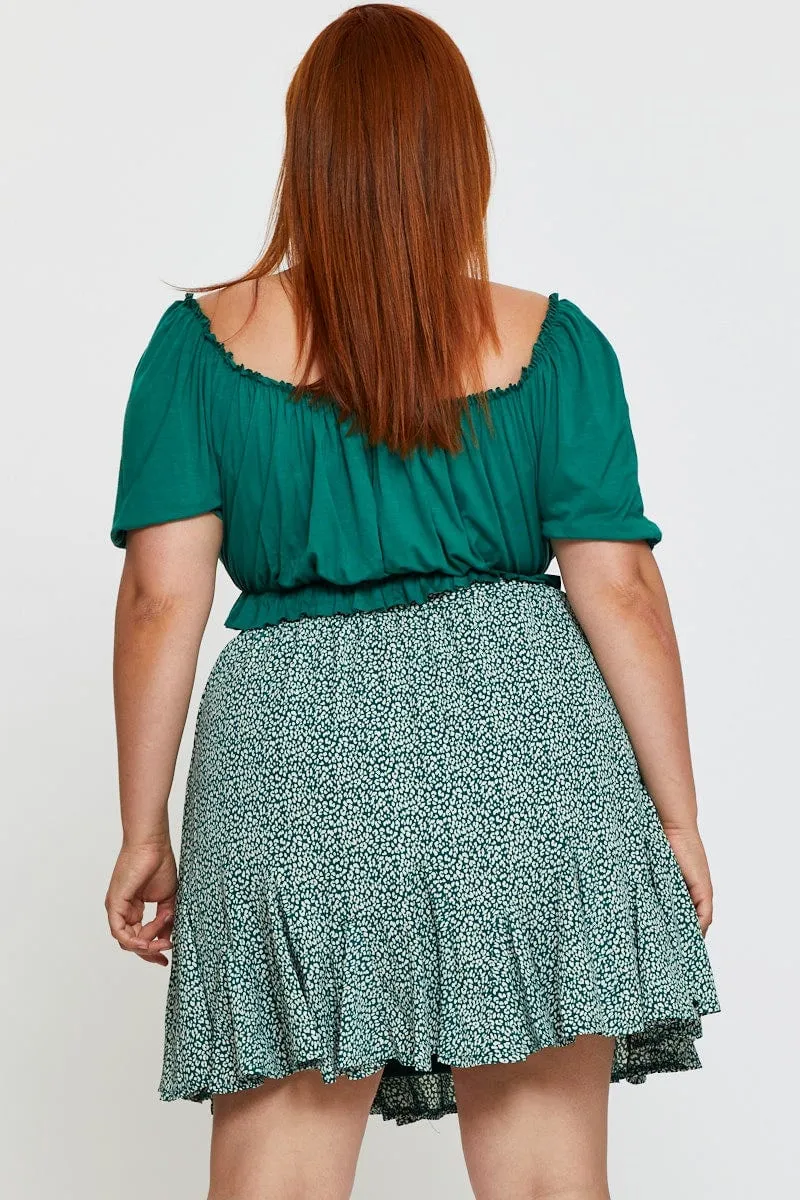 Animal Print Mini Skater Skirt Ruffle Hem Creative Layering