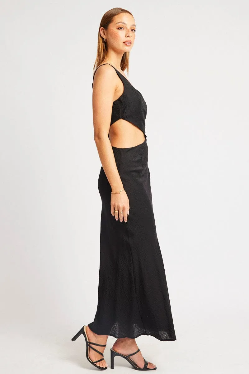 Black Maxi Dress Cut Out Detail The dress??s simple design allows you to dress it up or down depending on your style