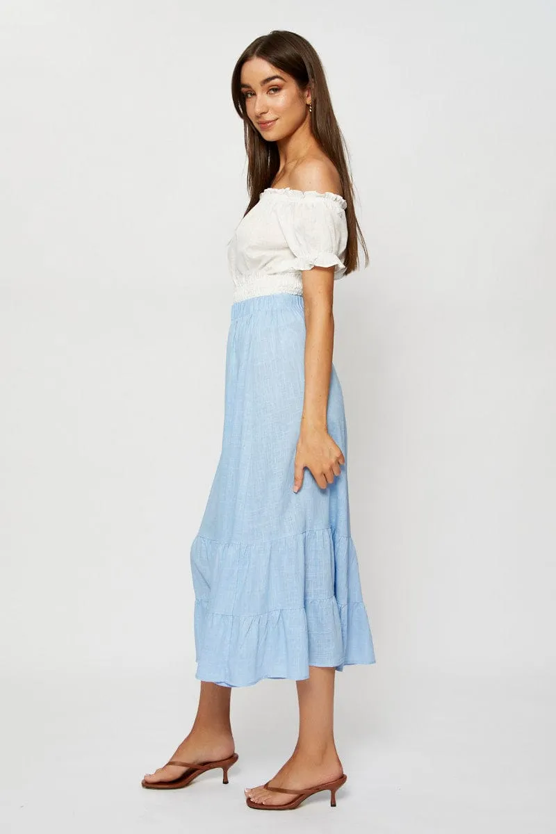 Designer Label City Mood Blue Midi Skirt High Rise