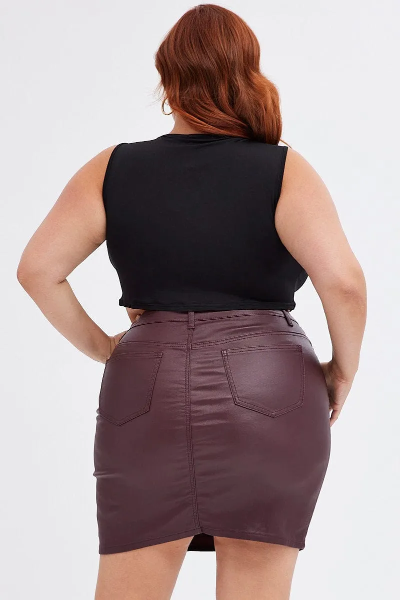 Purple Mini Skirt Erasable Crease Senior Style