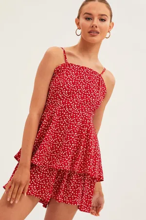 Urban Soft Fresh Edge Red Geo Sleeveless Mini Dress