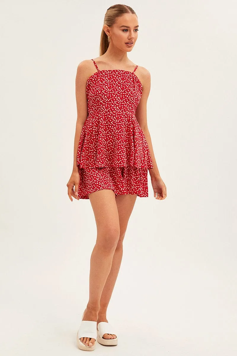 Casual chic outfit Pose Queen Red Geo Sleeveless Mini Dress