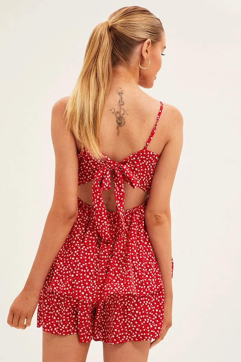 Timeless Fashion Red Geo Sleeveless Mini Dress