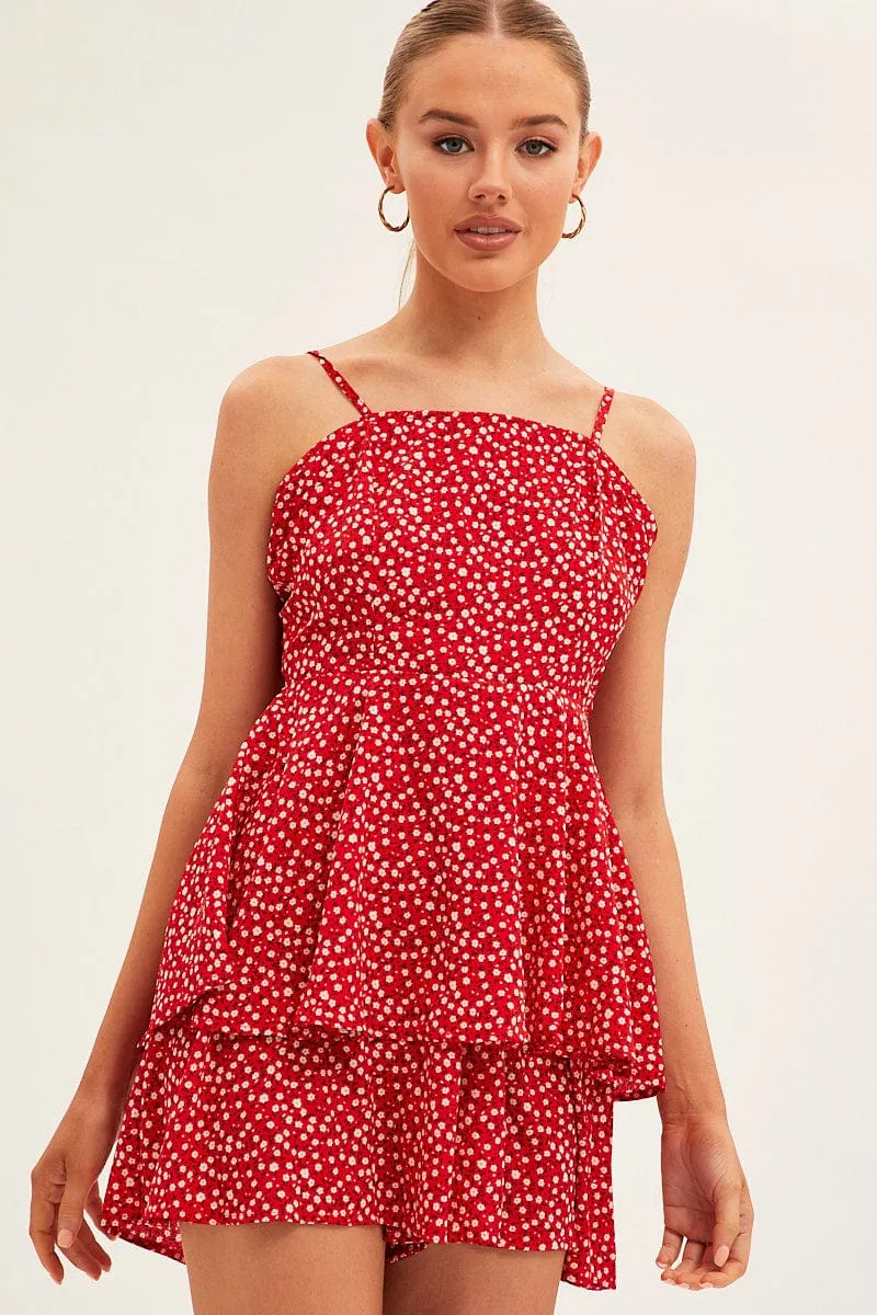 Scene Hot Red Geo Sleeveless Mini Dress