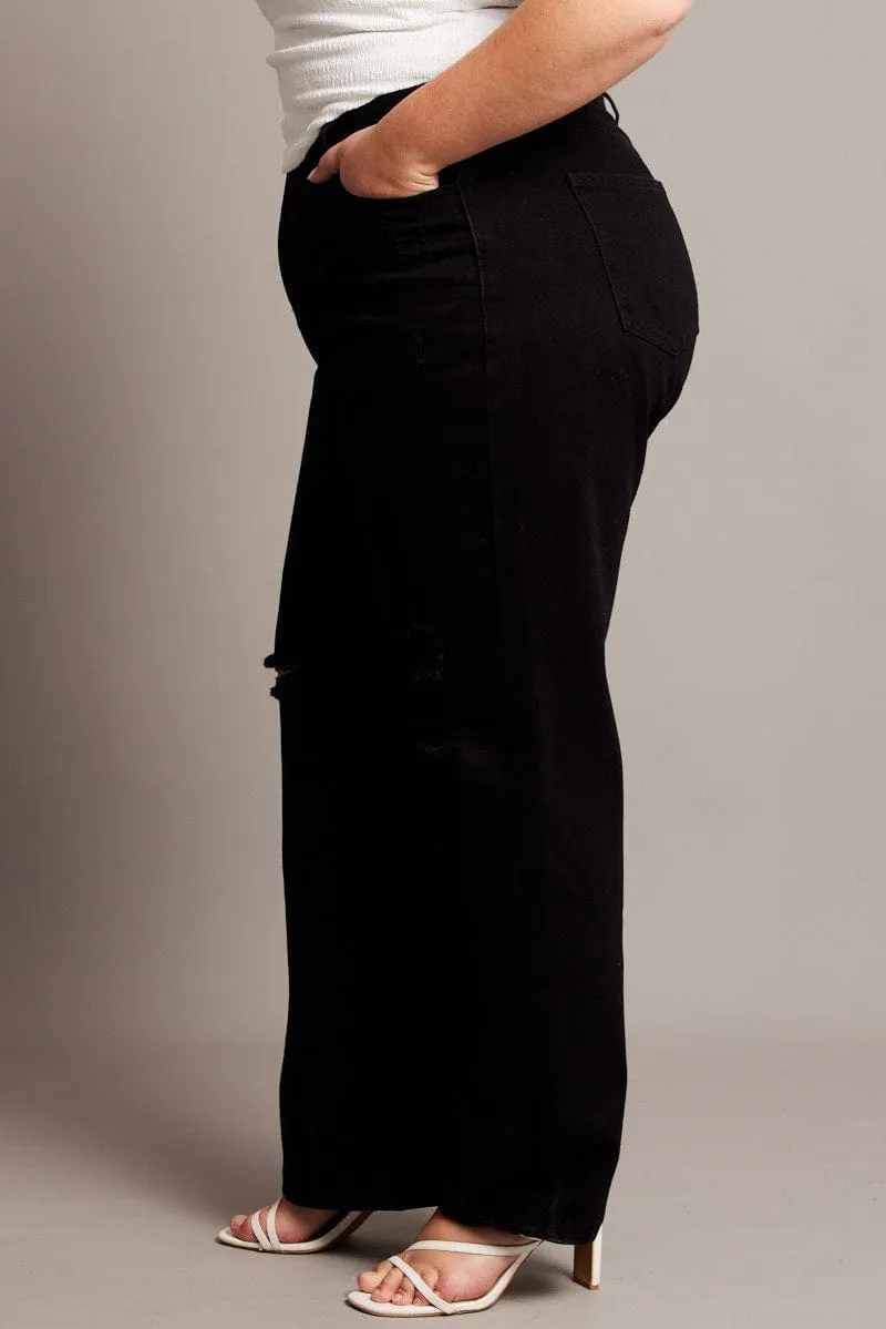 Outfit Base Black Baggy Jeans High Rise