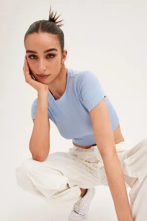 Blue T-Shirt Short Sleeve Crew Neck Seamless EcoFriendly Textiles Winter Apparel