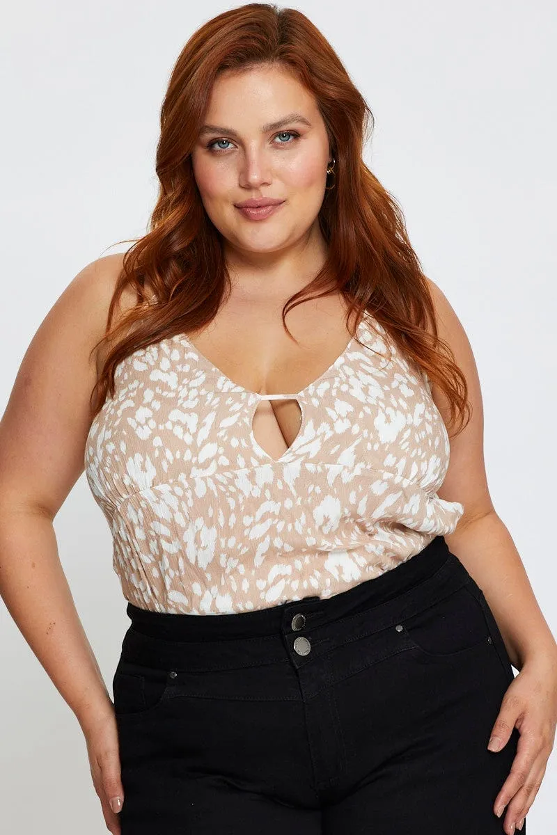 Animal Print Singlet Top Cut Out Statement Wear Comfort Wear