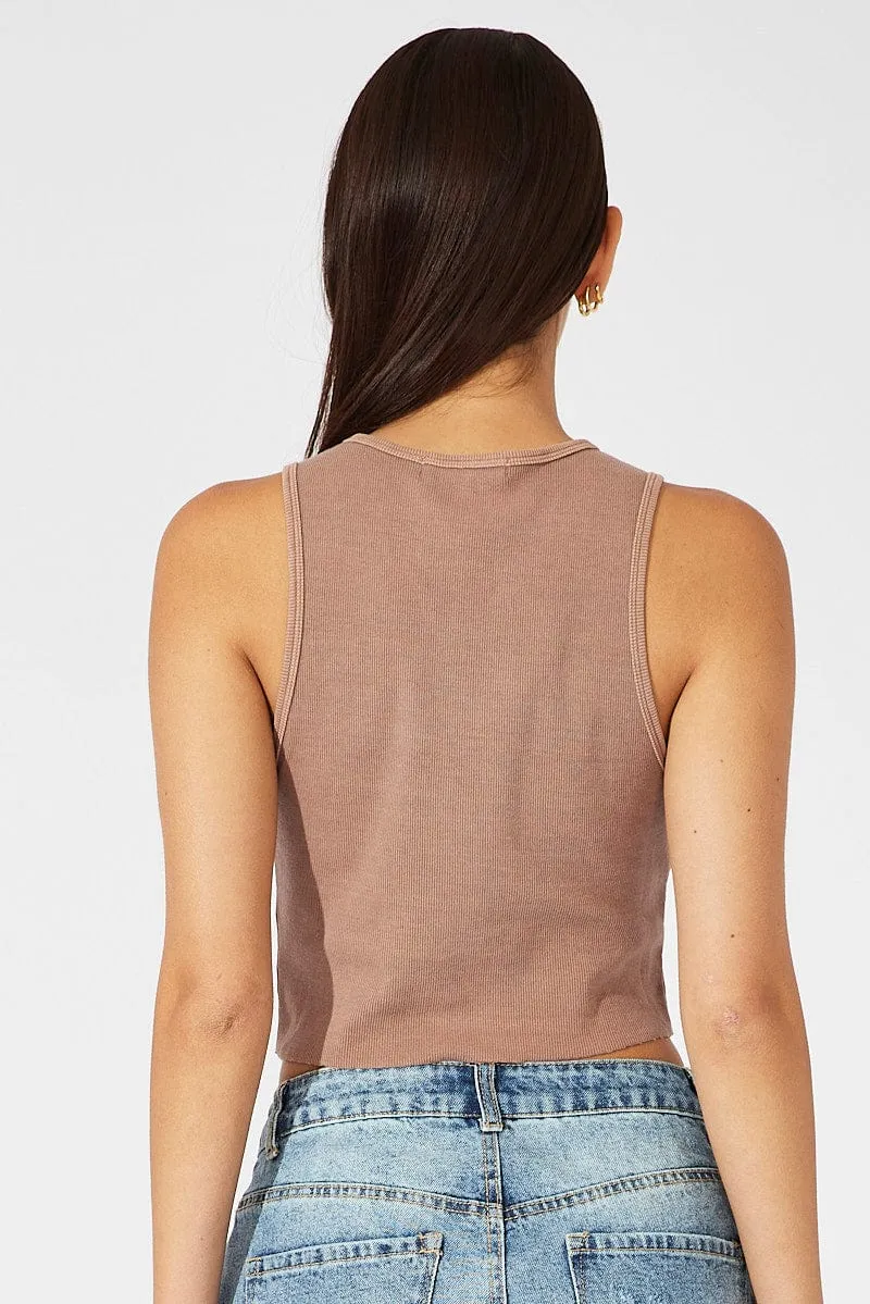 MoistureControlClothing Cold Weather Outfit Brown Graphic Tank Sleeveless Washed